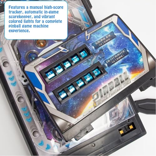 Desktop Pinball Machine Toy, Mini Electronic Ball Shooting Game with Lights and Scoreboard, Nostalgic Arcade Machine for Office and Home, Pinball Game Favor