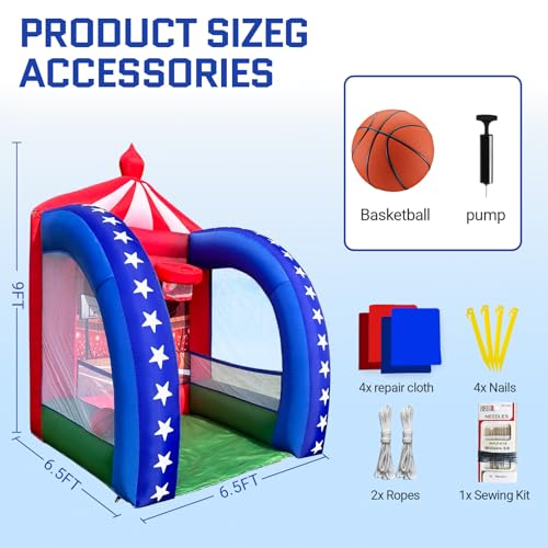 OZIS Inflatable Basketball Hoop Shot with Balls and Built-in Blower Portable Fun Shooting Target Hoops, Interactive Inflatable Carnival Games for Commercial Events, Parties, Family Activities - style: Basketball Hoop