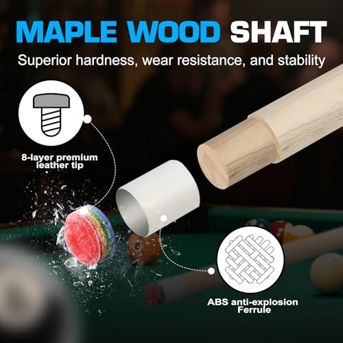 Banly Pool Cue Stick - 58" Canadian Maple Pool Cue 12.5mm Low Deflection Pool Stick Piano Lacquer Finish Professional Cue Stick - color: Flame Brown-Wood Shaft
