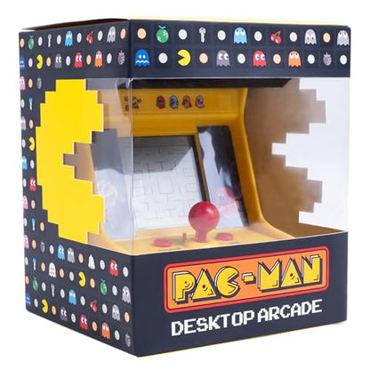Pac-Man Desktop Arcade – Retro Mini Arcade Game with Classic 8-Bit Gameplay, LCD Screen, Joystick Controls, Battery-Powered, Officially Licensed Pac-Man Merchandise by Fizz Creations.