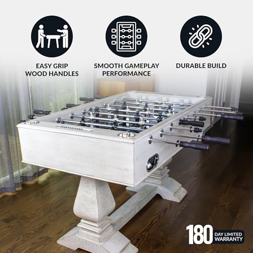 Hathaway Montecito 55 inch Foosball Table Adult Size for Family Game Rooms - With Smooth Playfield, Dual Abacus Scoring, ABS Weighted Players, Sturdy Leg Levelers & 2 Foosballs – Driftwood
