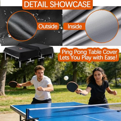 Heavy Duty Waterproof Ping Pong Table Cover - 600D Durable Protection for 9x5 FT Folding & Flat Tables - Windproof Buckle & UV Resistant - Black, 65''L x 28''W x 73''H - color: Black