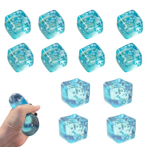 Ice Cube Squishy Toy, Stress Cube - Ice Cube Stress Balls with Snowflakes Inside, Slow Rising Cubes Stress Balls for Adults Kids, Nice Cubes Squishy for Party Favors (12PCS) - style: 12PCS