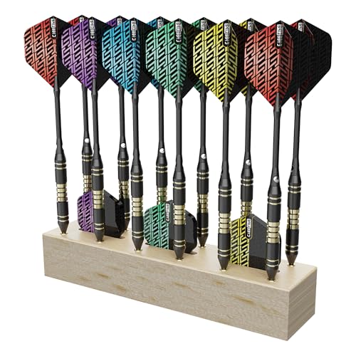 CyeeLife Dart Stand Wall Mount,Wooden Dart Holder,12 Darts Display/Station,Darts Storage for Steel & Soft Tip (Natural Wood Color) - color: Natural Wood Color