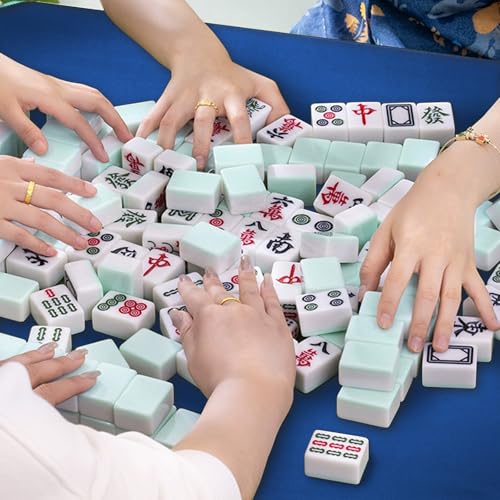 Mahjong Mat, Mahjong Table Mat with Black Carrying Bag,Rubber Anti Slip Game Mat and Noise Reducing Table Cover for Mahjong,Dominoes,Poker,Card,Board Games Table Mat (Blue, 31.5 Inches) - color: Blue