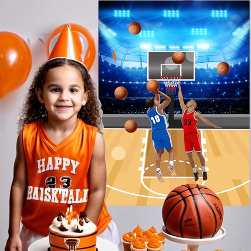 PLULON Basketball Party Game for Kids Pin The Basketball on The Hoop Game Basketball Poster with Basketball Stickers for Boys Girls Birthday Party Wall Decorations Classroom Activities - style: basketball