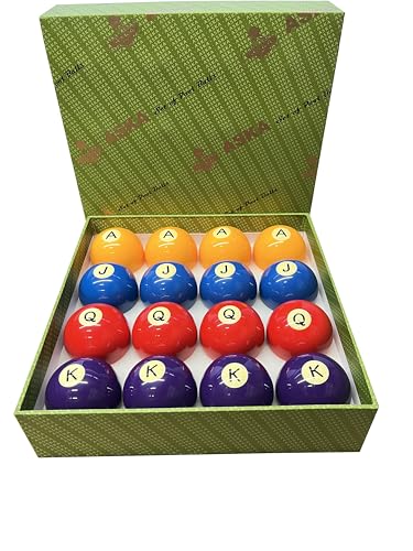 ASKA Billiards Pool Boston Numbered Balls Set, 16 Balls Including a Cue Ball - style: Poker, Grade AA, 2-1/4"