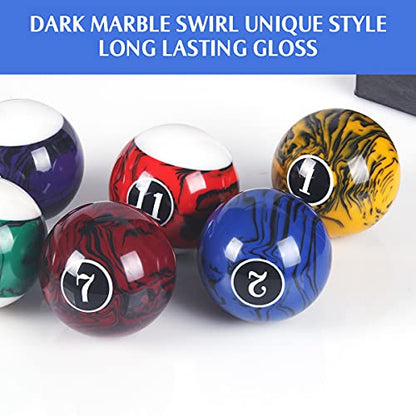 Billiard Balls Set Pool Table Balls Marble-Swirl & Classic Style 16 Ball Set - style: Classic Dark Marble