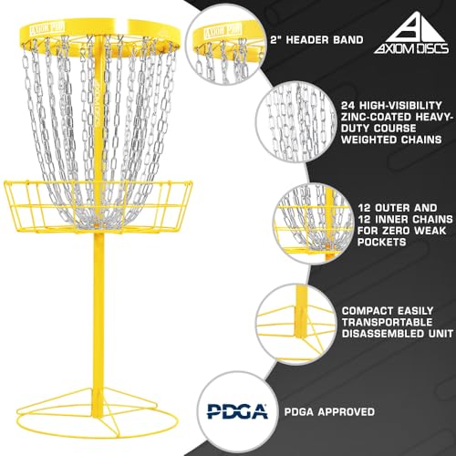 Axiom Discs Pro 24-Chain Disc Golf Basket - color: Yellow