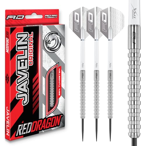 RED DRAGON Javelin Original Professional Darts Set - 85% Tungsten Darts with Flights & Shafts - Available in Soft Tip 18g Barrel/20g Full Weight and Steel Tip 20g - 26g