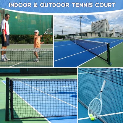 Tennis Net Outdoor Heavy Duty Professional Tennis Court Net Replacement Portable Tennis Net Nylon for Standard Tennis Courts [Includes 2 Fiberglass Dowels] - style: double-layer tennis net
