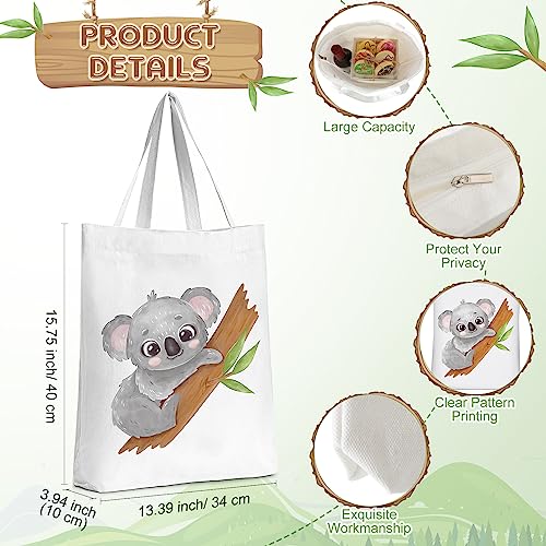 Sieral 2 Pcs Animal Lover Bag Gift for Women Travel Canvas Tote Portable Zipper Pouch Canvas Reusable Grocery Tote - style: Koala