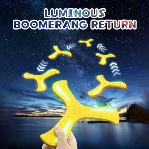 2 PCS Pet Dog Luminous Boomerangs | Easy to Throw Boomerang for Adults and Kids, Doggy Outdoor Toy Flying Glow in The Dark, Blue and Yellow, 2 Pieces - color: Blue and Yellow