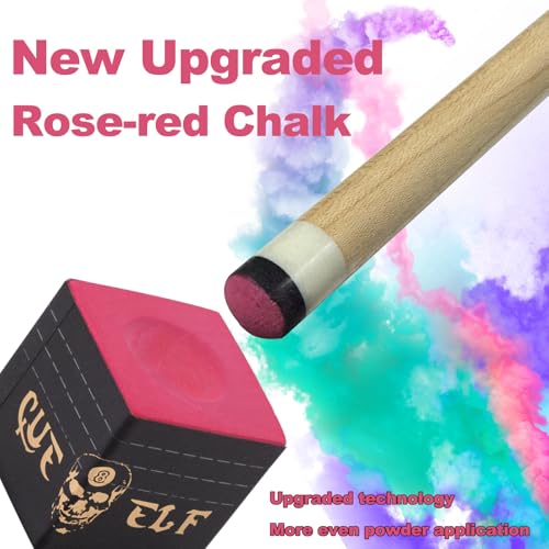 CUEELF Cube Pool Cue Chalk Technology Billiard Pool Stick Chalk for Professional Low Deflection, Durable, Reduces Miscues-1pc - color: Rose red
