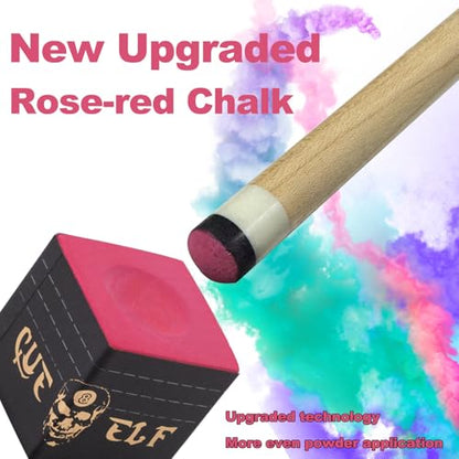 CUEELF Cube Pool Cue Chalk Technology Billiard Pool Stick Chalk for Professional Low Deflection, Durable, Reduces Miscues-1pc - color: Rose red
