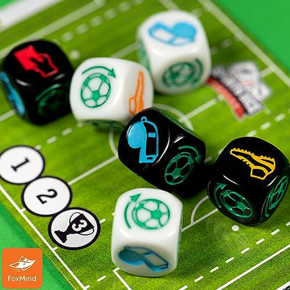 FoxMind Games: Sports Dice Soccer - Dice Board Game, Kick It Out of The Stadium, Easy to Learn & Fun to Play, 2 or 4 Players, Ages 7+