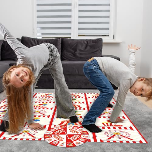 Civaner 3 Pcs Carnival Party Game for Kids with Spinner Carnival Conversation Party Twist Poses Mat Game with Conversation Mat Spinner for Classroom School