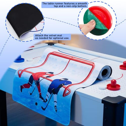 Air Hockey Top Set Table Top Set Air Hockey Pushers Table Runner for Sports Game Party Decor Gift