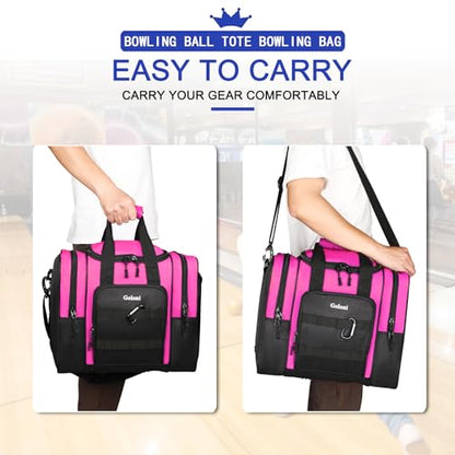 Goloni 1 Ball Bowling Bag for Men, Durable Bowling Tote with Padded Holder & Ventilated Shoe Compartment (Fits Size 14) - color: Rose