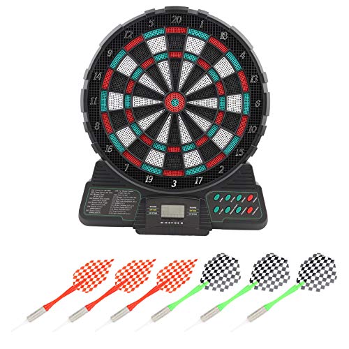 Electronic Dartboard, Soft Tip Dartboard, Automatic Scoring Dartboard Set with LCD Display Sound Reminding for Home, Office, Indoor Play, for 1-8 Players