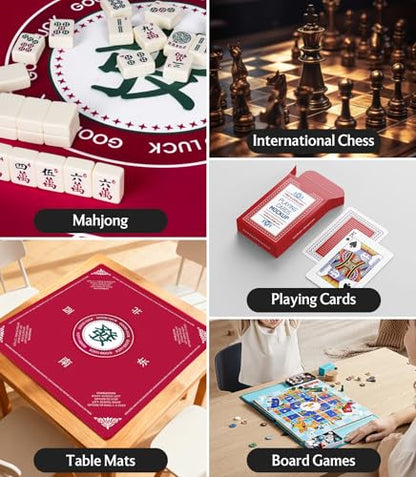 BIERDORF American Mahjong Mat 31.5"x31.5", 3mm Thick Non-Slip Table Cover, Noise Reducing Game Mat with Carrying Bag for Mahjong, Card Games, Game Night & Travel, Red