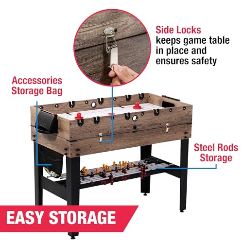 3-in-1 Combo Game Table - Air Hockey, Billiards, & Foosball with Adjustable Legs, Accessories Included, Black
