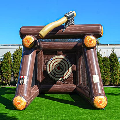 XJUMP 13ft Axe Throwing Inflatable Target Game, Professional Grade 15oz PVC Vinyl with Foam Axes, Toss Game for Kids and Adults, Rental, Birthday, Party Use, Indoor & Outdoor Play
