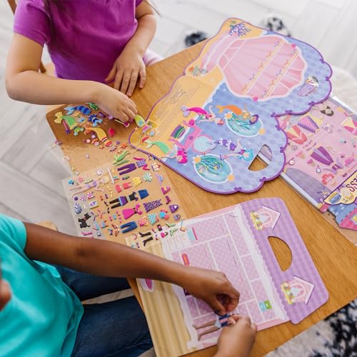 Melissa & Doug Puffy Sticker Activity Books Set of 3 – Dress-Up, Princess & Mermaid, with 208 Reusable Stickers and Fold-Out Scenes, Mess-Free Travel Toys for Kids Ages 4+ - FSC Certified - style: Dress-Up, Princess & Mermaid