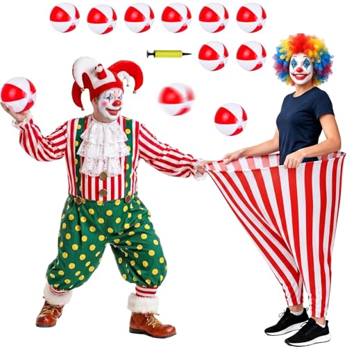 11 Pcs Granny Pants Yard Game Giant Carnival Games Set with Red and White Bouncy Balls & Air Pumps Funny Outdoor Indoor Lawn Party Games for Adults Family Backyard Festival Activities