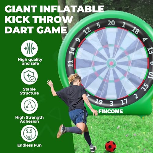 Giant Inflatable Dartboard, Kick Darts Outdoor Indoor Soccer Dartboard Game Golf Dart Throw Darts with Pump, Giant Dart Board Target Yard Games for Kids & Adults 20+Games - style: Green Dartboard