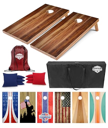 World Series of Cornhole Regulation Size Cornhole Boards - Lightweight & Durable All-Wood Construction | Backyard Bean Bag Toss Set | Outdoor Game for Tailgates & BBQs - color: Acacia