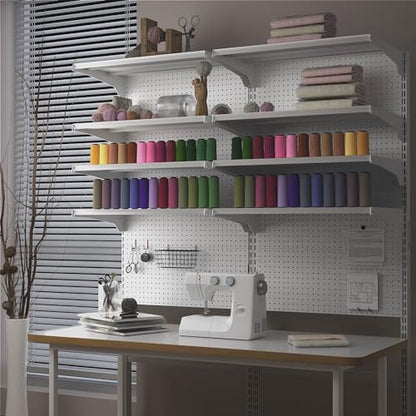 JWX DDB Standing Pegboard Shelf Unit, 30'' White Home Office shlef cabinets with Metal Pegboard and 15 Pieces Organizer Tool Holders - color: Frosted White