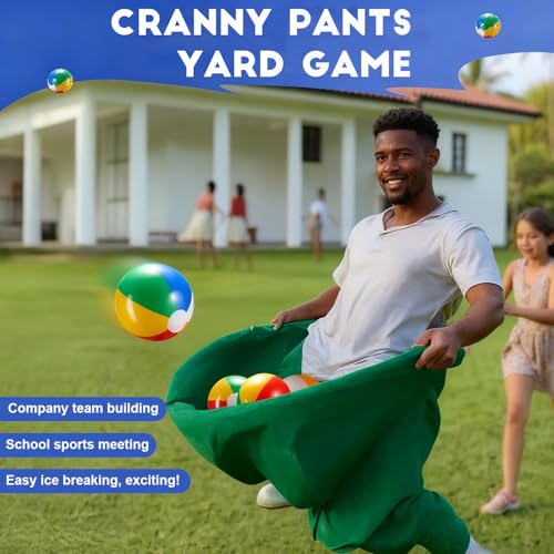 Granny Pants Yard Game, Outdoor Games for Adults, with 10 Inflatable Balls & 2 Air Pumps (Random Colors),The Ultimate Family Reunion Backyard Party Games (Pants: Blue & Yellow)