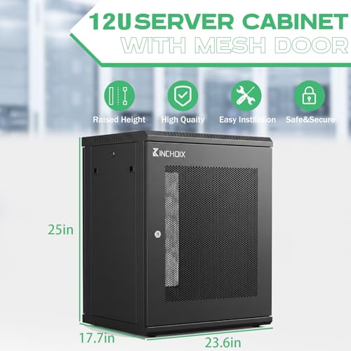 Network Rack Enclosure Cabinet Enclosure for Computer Data Networking Electronic Equipment, Removable Side Panels, Locks, 25in Depth (12U) - size: 12U
