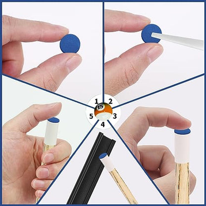 Vefungyan Billiard Pool Cue Repair Kit: 2 Pool Cue Tip Clamp 20 Billiard Cue Tips 4 Shaper 5 Chalk Cubes 5 Pool Cue Repairers 2 Planers - color: 40pcs cue tips 13mm