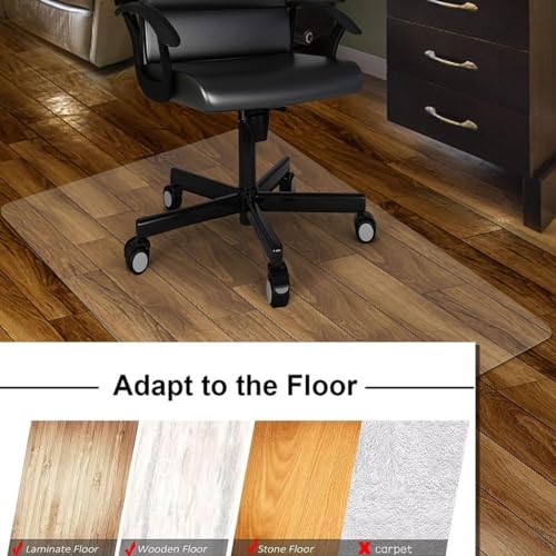 Office Chair Mat For Hardwood Floor, 75x120cm/150x120cm/180x200cm Clear PVC Table Cover, Computer&Desk Chair Mat, 1mm Floor Protector Mat For Rolling Chairs, Can't Be Used On Carpet(Size:45x53in) - size: 45x53in