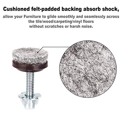 Anwenk Furniture Levelers Adjustable Furniture Feet Leveling Table Chair Levelers T-Nut Leg Levelers with High-Density Felt, 1/4-20x1 Threaded Shank T-Nuts,24 Pack (Furniture Levelers 24P) - color: Furniture Levelers 24pack-with T-nuts