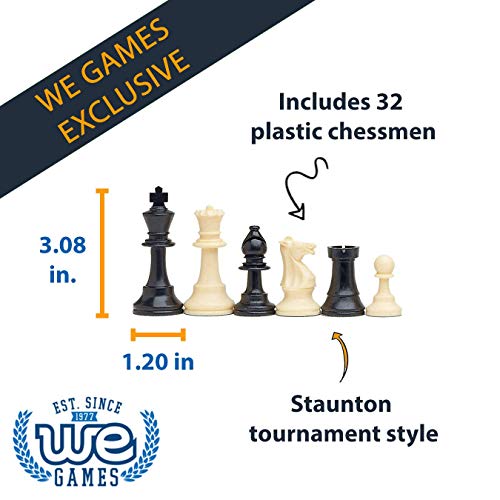 WE Games Chess Sets for Adults, Chess Board is 17 in., Chess Pieces with 3.08 inch King Travel Chess Set, Board Games Storage in Convenient Portable Carry Tube, Games for Adults - size: 17 x 17 inches