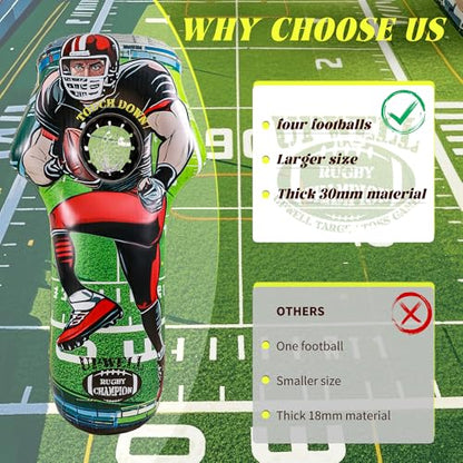 UPWELL Inflatable Football Target Set - 6ft Blow Up Toy for Fun Toss Games, Soft Footballs, Indoor/Outdoor Play, Perfect for Kids' Birthday Parties & Backyard Carnival Games