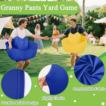 Granny Pants Yard Game Granny Pants Game with Strap Giant Yard Pant Toss Game Outdoor Party Game Granny Pants Outdoor Game with Bouncy Balls and Pump for Family Reunion Day Backyard Gatherings - color: Blue Gold