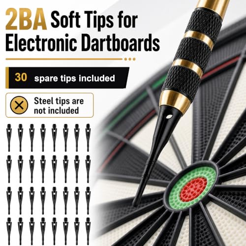 Soft Tip Darts Set 18g, 3 Pack with Brass Barrels and Case | 18g darts, brass barrels, integrated flights, 30 spare soft tips, travel case, for electronic dartboards