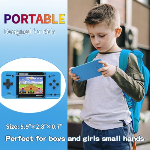 Handheld Game for Kids -Preloaded 220 Retro Video Games, Portable Gaming Player with Rechargeable Battery 3.0" LCD Screen, Mini Arcade Electronic Toy Gifts for Boys Girls (Blue) - style: Blue