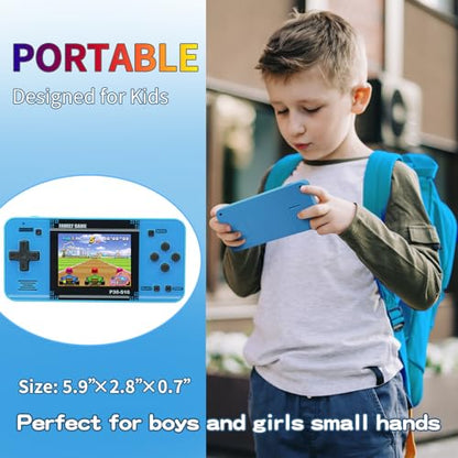 Handheld Game for Kids -Preloaded 220 Retro Video Games, Portable Gaming Player with Rechargeable Battery 3.0" LCD Screen, Mini Arcade Electronic Toy Gifts for Boys Girls (Blue) - style: Blue