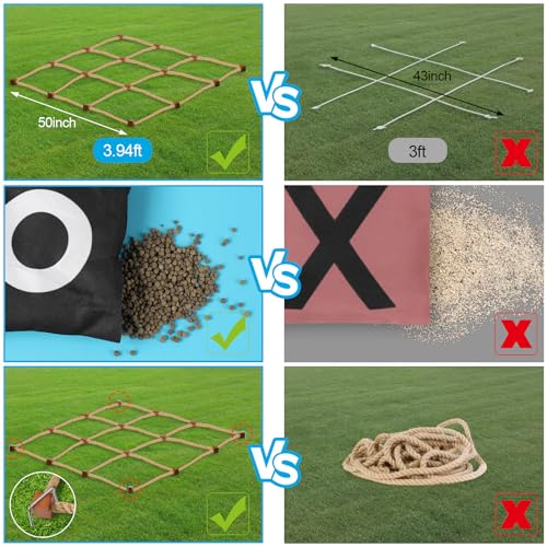 Giant Tic Tac Toe Outdoor Games, 4ft x 4ft Bean Bag Toss Outdoor for Kids, Giant Yard for Adults, Jumbo Large Wooden Tic Tac Toss, Backyard Lawn Camping Game