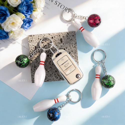 AUEAR, Bowling Pin Keychain Sport Keychain for Backpack DIY Craft Accesories - size: 24 Pack