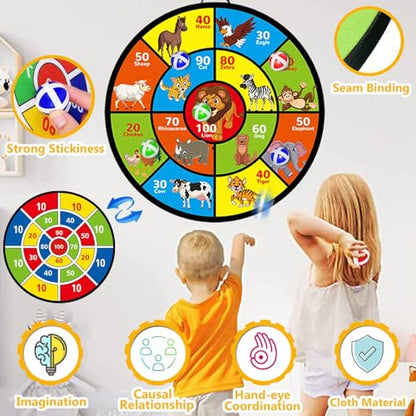 Dart Board for Kids Ages 4-8 - 29" Double-Sided Dart Board with Sticky Balls and Darts,Boys Toys for Ages 8-13,Valentines Day Gifts for 7 8 9 10 11 12 13 14 Year Old, Indoor/Outdoor Party Game Toys