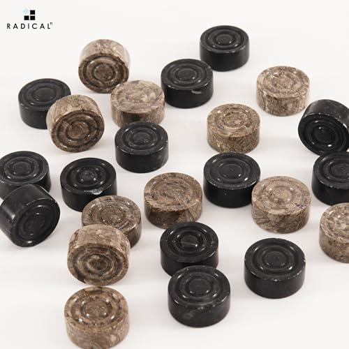 Radicaln Marble Checker Figures 1.25'' Inches Black and Oceanic Handmade Checker Pieces for Chess Board Game Draughts Game, Chess and Checkers Set - color: Black and Oceanic
