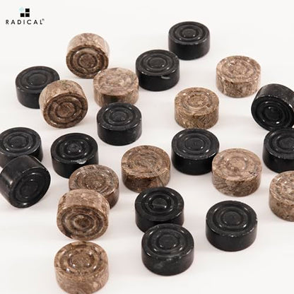 Radicaln Marble Checker Figures 1.25'' Inches Black and Oceanic Handmade Checker Pieces for Chess Board Game Draughts Game, Chess and Checkers Set - color: Black and Oceanic