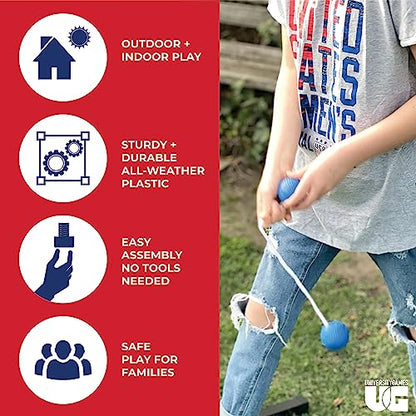 University Games, Double Ladder Ball Indoor Outdoor Ladderball Game Set, 6 Soft Rubber Bolas Balls, Zippered Travel Case, Premium Quality and Durability for 2 or More Players Ages 8 and Up