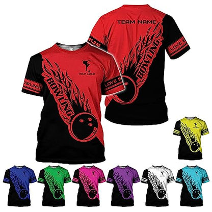 Rivelus Personalized Name Bowling Shirts for Men and Women 3D, Bowling Shirts for Team Bowling, Bowling Shirts Gift - color: Blm23
